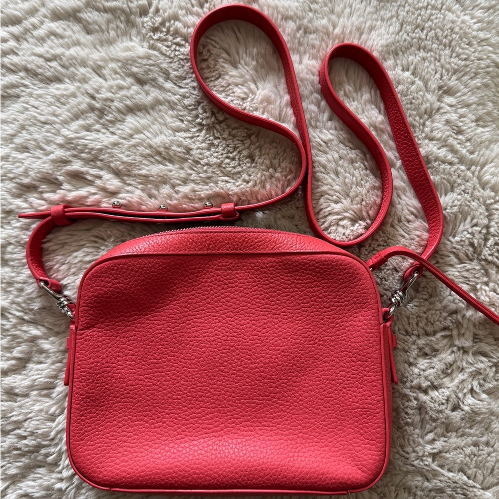 Coral Leather Crossbody Bag